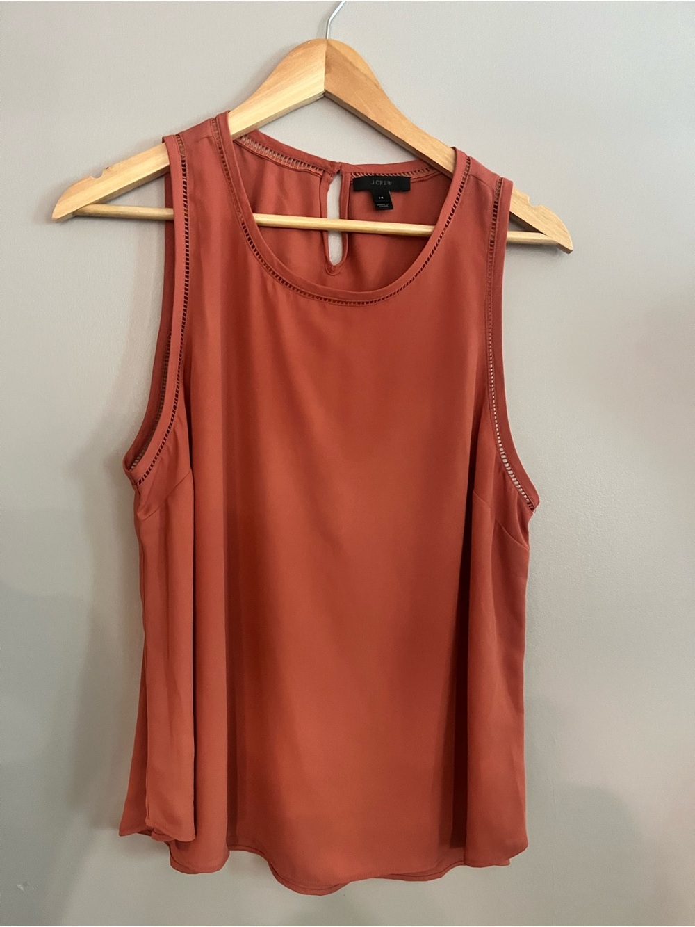 J. Crew Sleeveless Keyhole Tank in Terracotta ladder trim size 14